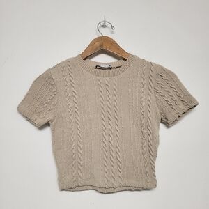 Zara Taupe Cable Knit Crop Top
